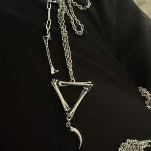 Silver Skeleton Hand Necklace